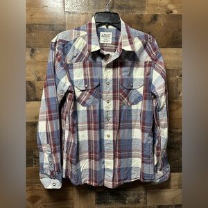 Ariat Men’s L Retro Fit Plaid Western Shirt Snap Button Long Sleeve